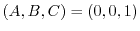 $(A,B,C)=(0,0,1)$