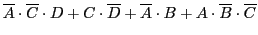 $\displaystyle \overline{A}\cdot\overline{C}\cdot D+C\cdot\overline{D}+\overline{A}\cdot B
+A\cdot\overline{B}\cdot\overline{C}$