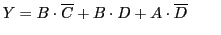 $\displaystyle Y=B\cdot\overline{C}+B\cdot D+A\cdot\overline{D}
\qquad\hfill$