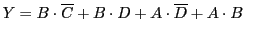 $\displaystyle Y=B\cdot\overline{C}+B\cdot D+A\cdot\overline{D}+A\cdot B
\qquad\hfill$