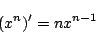 \begin{eqnarray*}
\left\{af(x)+bg(x)\right\}'&=&af'(x)+bg'(x)\\
\left\{f(x)\c...
...t}{dx}\\
\frac{dy}{dx}&=& \frac{1}{\displaystyle\frac{dx}{dy}}
\end{eqnarray*}