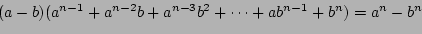 \begin{eqnarray*}
\lefteqn{(x^n)'}
\nonumber\\
&&
\frac{1}{h}\{(x+h)^n-x^n\...
...2}x+(x+h)^{n-2}x^2+\cdots+x^{n-1}
\nonumber\\
&\to&
nx^{n-1}
\end{eqnarray*}