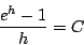 \begin{eqnarray*}
\lefteqn{\frac{e^{x+h}-e^{x}}{h}}
\\
&=&
\frac{e^{h}-1}{h}\cdot e^{x}
\end{eqnarray*}