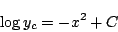 \begin{displaymath}
\log y_c= -x^2+C
\end{displaymath}