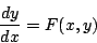 \begin{displaymath}
\frac{dy}{dx}=F(x,y)
\end{displaymath}
