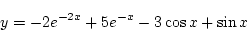 \begin{displaymath}
y=-2e^{-2x}+5e^{-x}-3\cos x+\sin x
\end{displaymath}