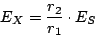 \begin{displaymath}
E_{X} = \frac{r_{2}}{r_{1}} \cdot E_{S}
\end{displaymath}