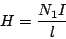 \begin{displaymath}
H=\frac{N_1 I}{l}
\end{displaymath}