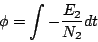 \begin{displaymath}
\phi=\int -\frac{E_2}{N_2} dt
\end{displaymath}