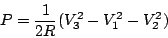 \begin{displaymath}P=\frac{1}{2R}(V_{3}^{2}-V_{1}^{2}-V_{2}^{2}) \end{displaymath}