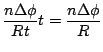 $\displaystyle \frac{n \Delta \phi}{R t} t = \frac{n \Delta \phi}{R}$