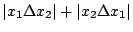 $\displaystyle \vert x_{1} \Delta x_{2}\vert + \vert x_{2} \Delta x_{1}\vert$